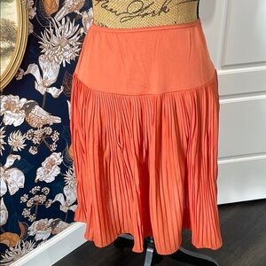 1960’s Van Raalte Vibrant Rust Orange Bubble Slip Skirt Pleated Resort Wear
